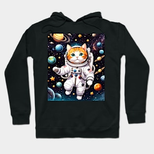 Space Cat Explorer, Graphic Design With Animals Hoodie